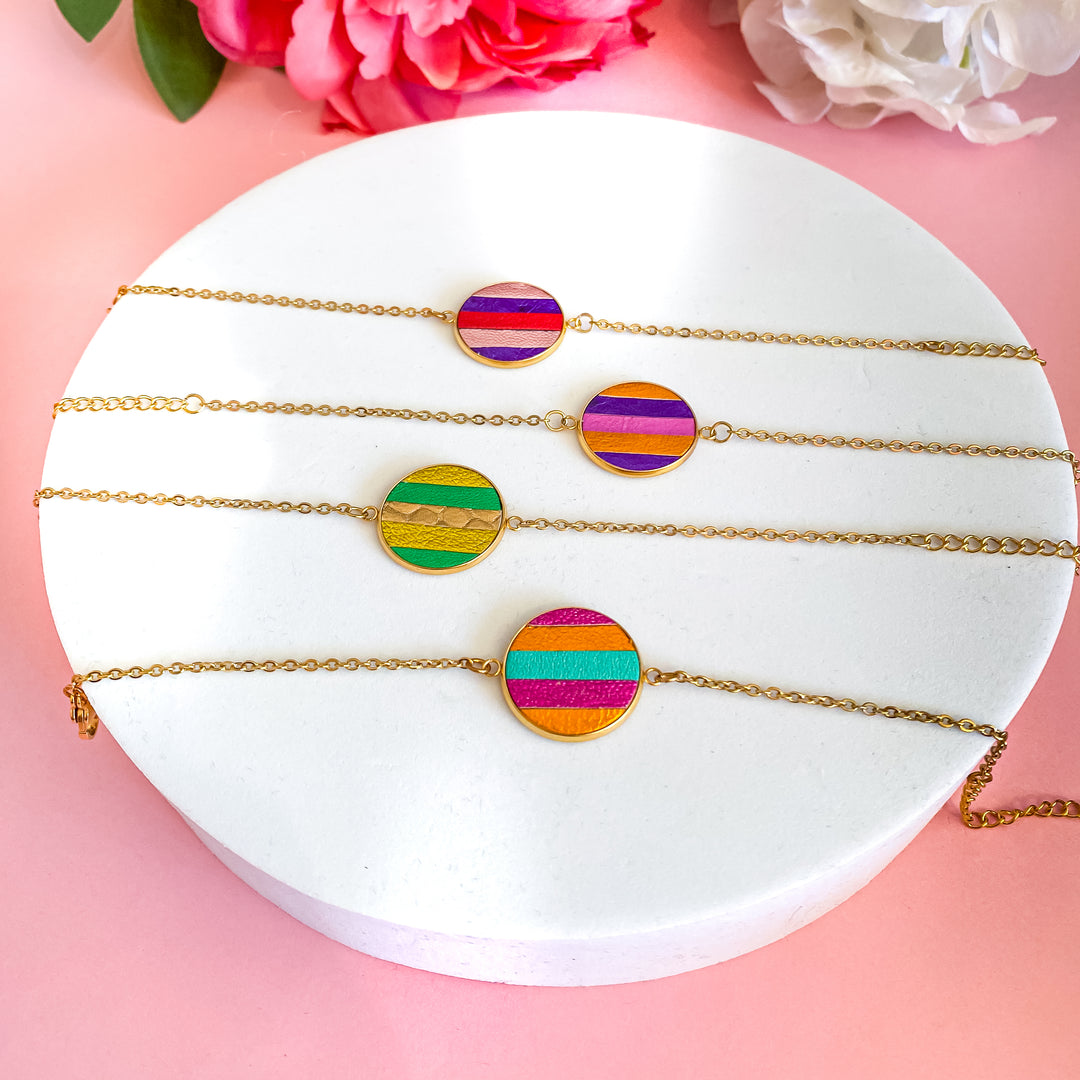 Bracelet en cuir Marqueterie 3 couleurs