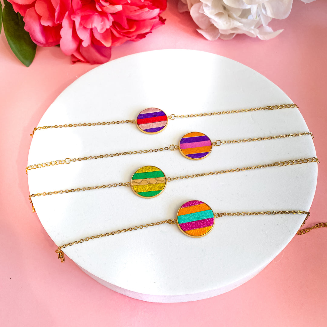 Bracelet en cuir Marqueterie 3 couleurs