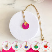 collier en cuir palme doré fait main - Nîmes - Manali, rose, turquoise, vert