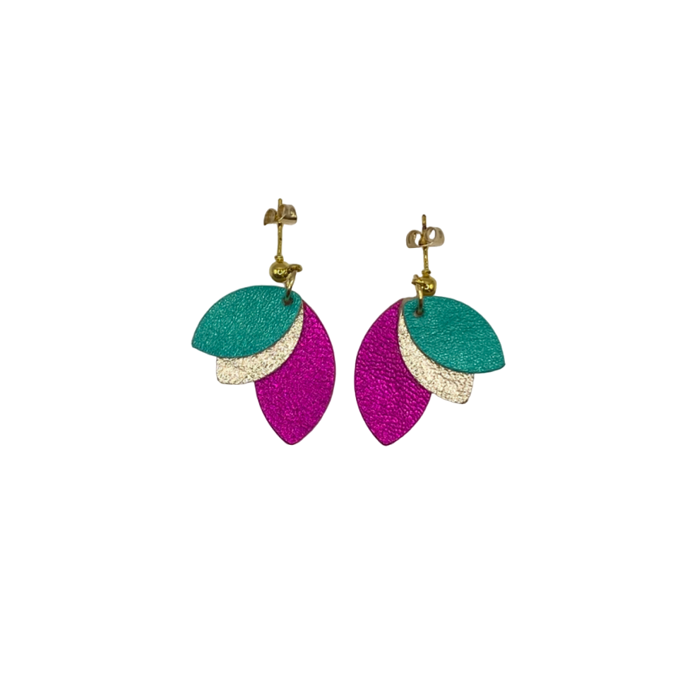 Boucles d’oreilles en cuir petites pétales 7 coloris