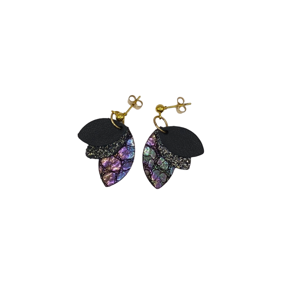 Boucles d’oreilles en cuir petites pétales 7 coloris