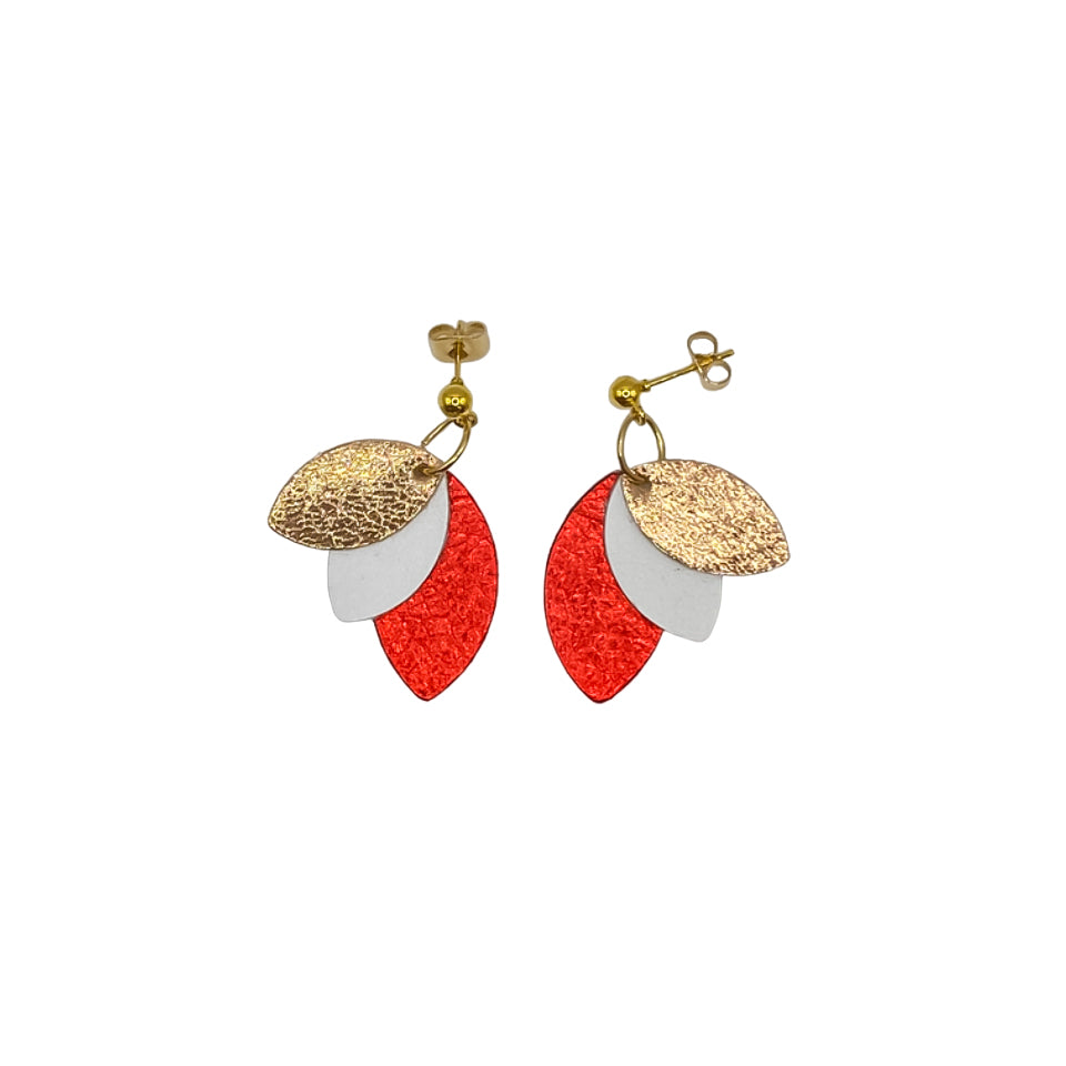 Boucles d’oreilles en cuir petites pétales 7 coloris