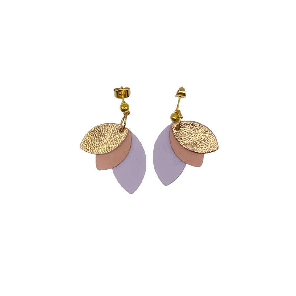 Boucles d’oreilles en cuir petites pétales 7 coloris