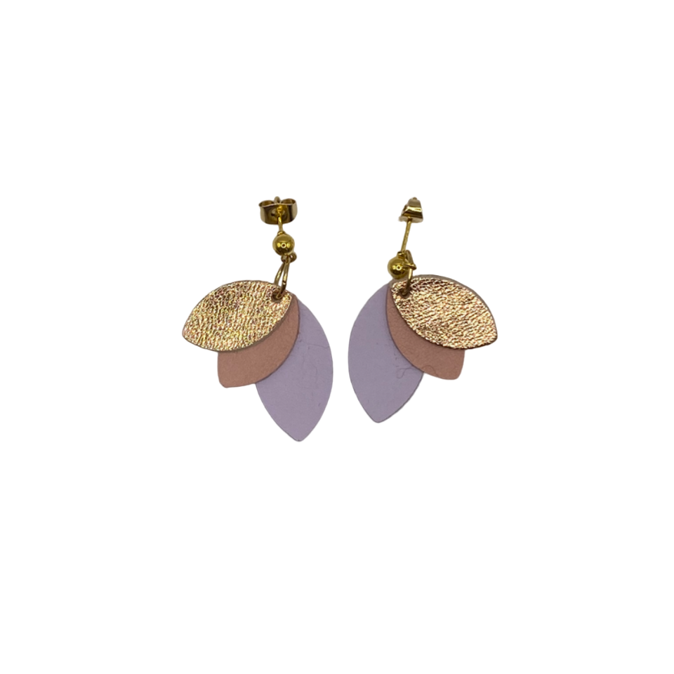 Boucles d’oreilles en cuir petites pétales 7 coloris