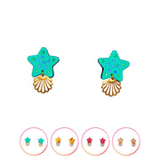 boucles d'oreilles en cuir Manali, fait main, formes étoiles de mer, bleu, rouge, orange